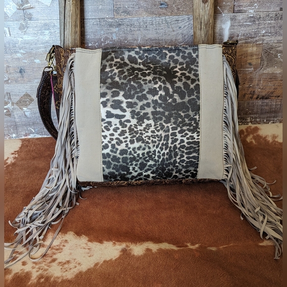 L. V. Inspired Fringed Handbag With Guitar Strap & Fringe - Picture 13 of 16